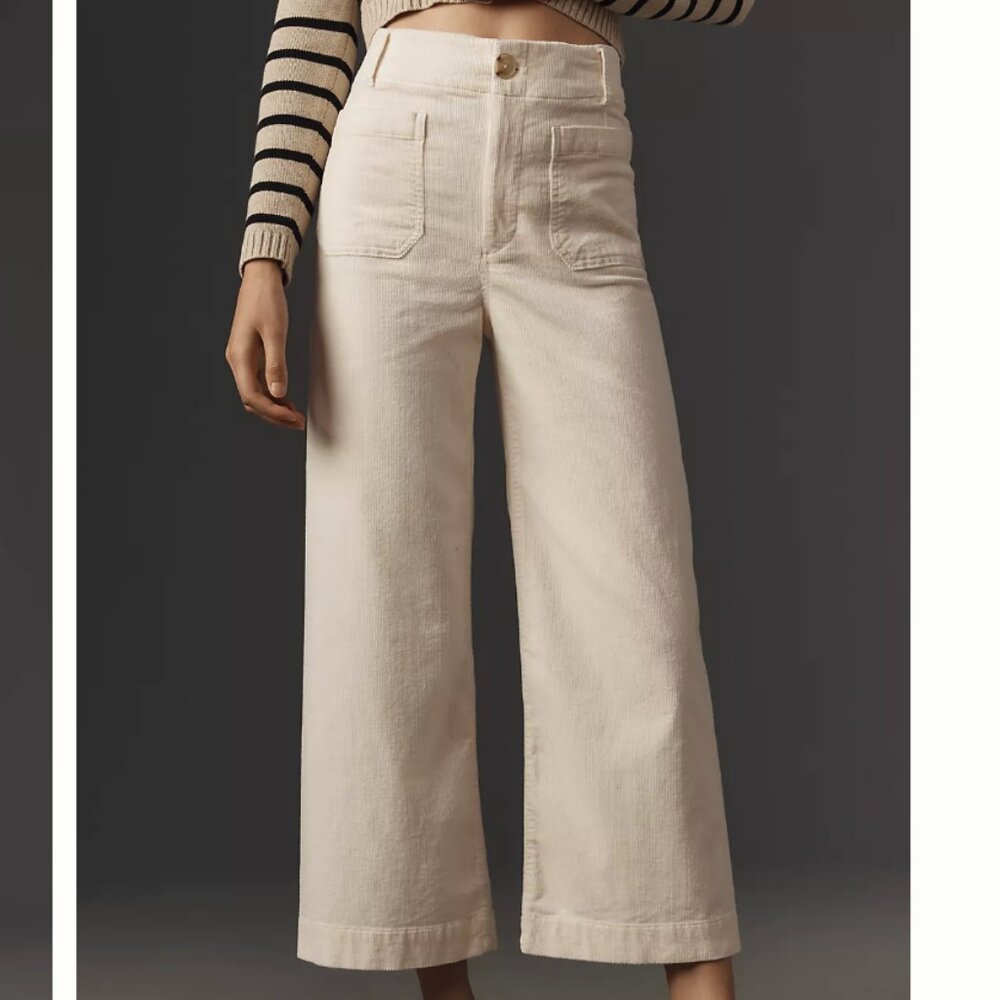 Anthropologie The Colette Corduroy Crop Wide-Leg Pants by Maeve
